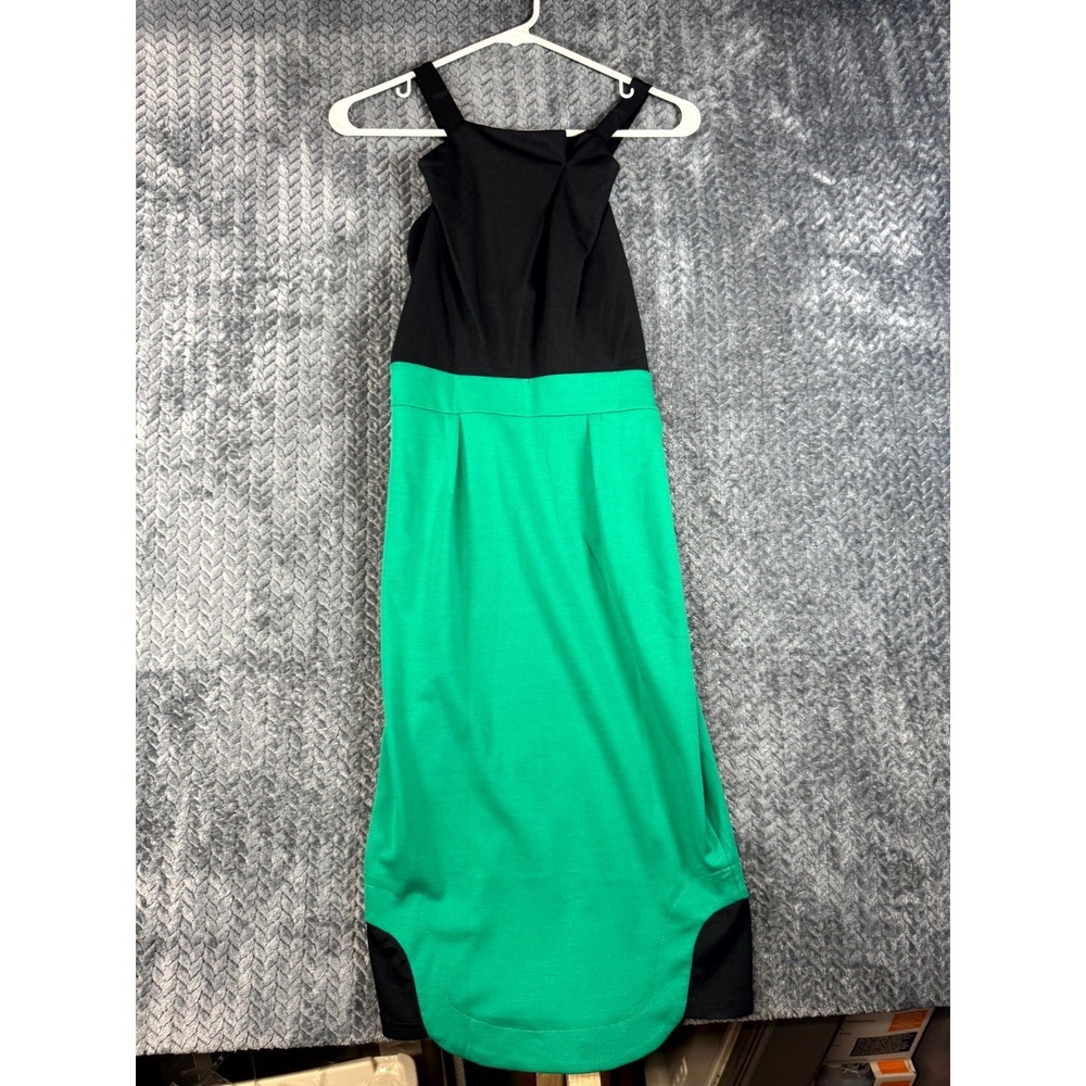 Miusol Sheath Dress Women Small Green Black Sleeveless Pleated Back Zip Cocktail